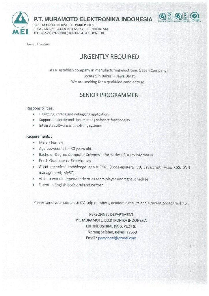 12. PT. Muramoto Elektronika Indonesia - Job Vacancy - Sr. Programmer-page-001